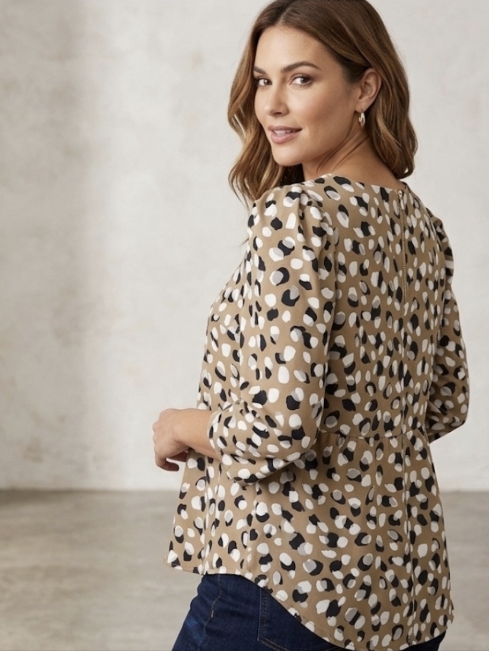 Melloday Printed Puff Sleeve Top Size Small